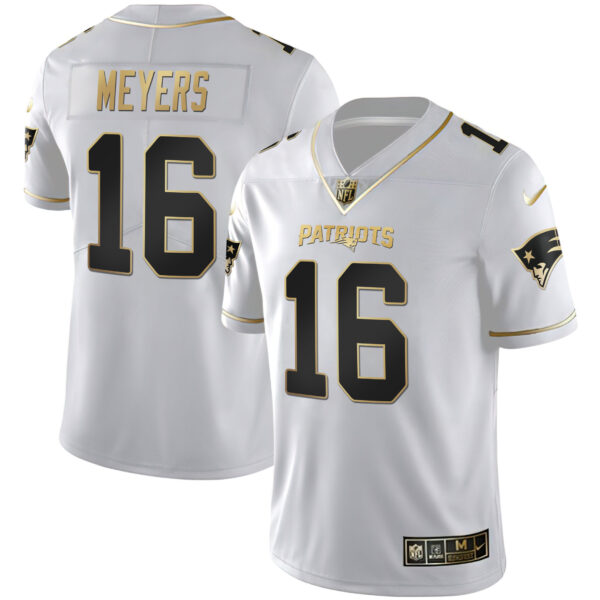 Women's New England Patriots White Gold & Black Gold Jersey - All Stitched - Image 5