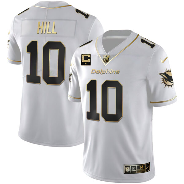 Men's Dolphins White Gold & Black Gold Jersey - All Stitched - Image 8