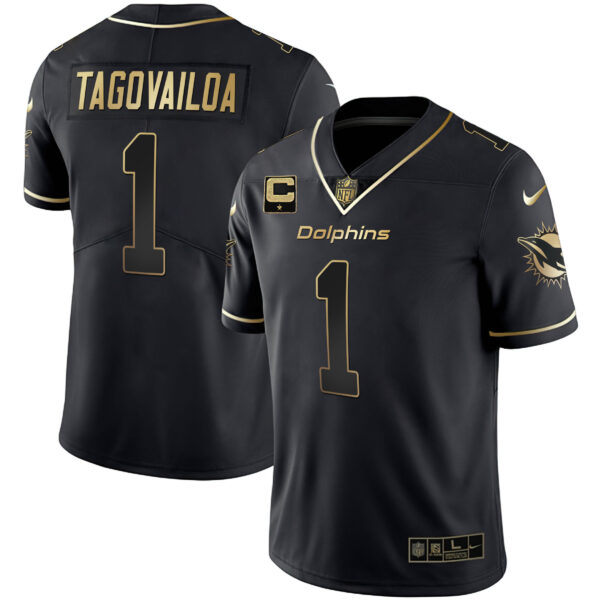 Men's Dolphins White Gold & Black Gold Jersey - All Stitched - Image 9