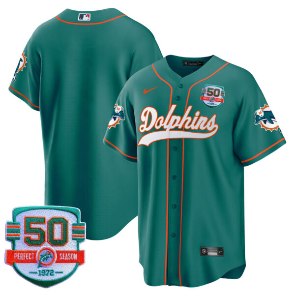 Men's Dolphins Throwback Baseball Jersey - All Stitched - Image 14