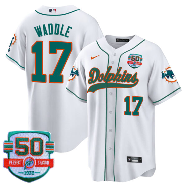 Men's Dolphins Throwback Baseball Jersey - All Stitched - Image 16