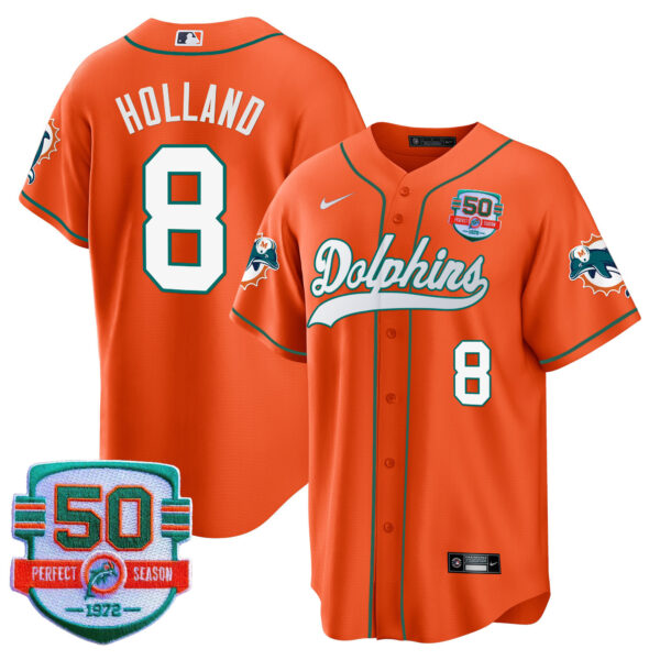 Men's Dolphins Throwback Baseball Jersey - All Stitched - Image 32