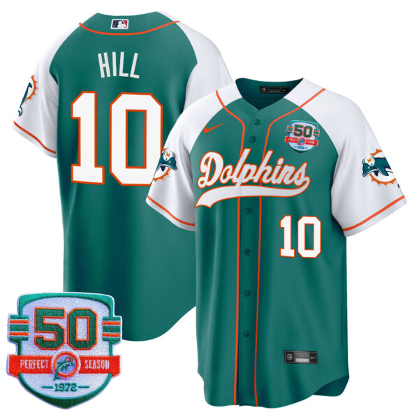 Men's Dolphins Throwback Baseball Jersey - All Stitched - Image 3
