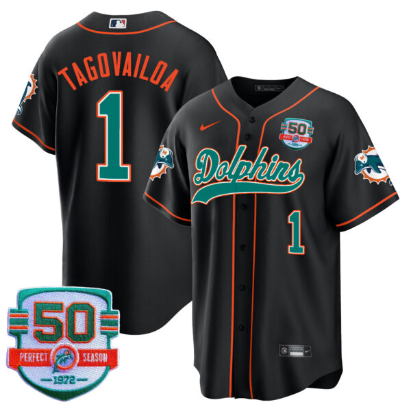 Men's Dolphins Throwback Baseball Jersey - All Stitched - Image 22