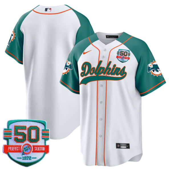 Men's Dolphins Throwback Baseball Jersey - All Stitched - Image 42