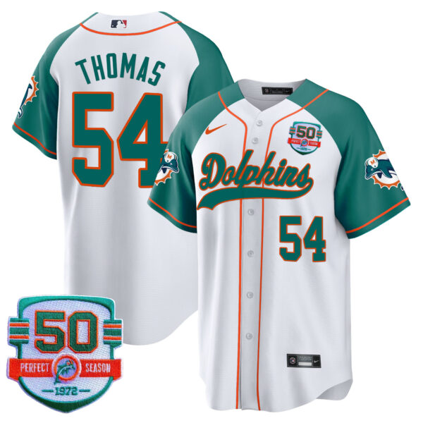 Men's Dolphins Throwback Baseball Jersey - All Stitched - Image 41