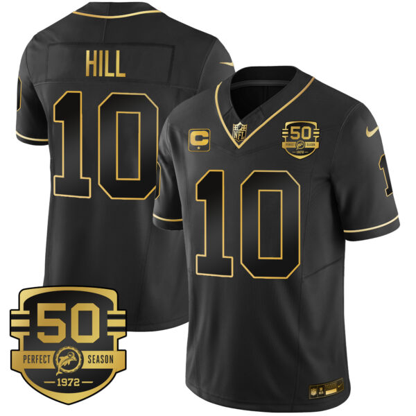 Men's Dolphins Throwback Gold Vapor Jersey - All Stitched - Image 15