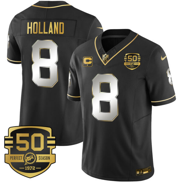 Men's Dolphins Throwback Gold Vapor Jersey - All Stitched - Image 4