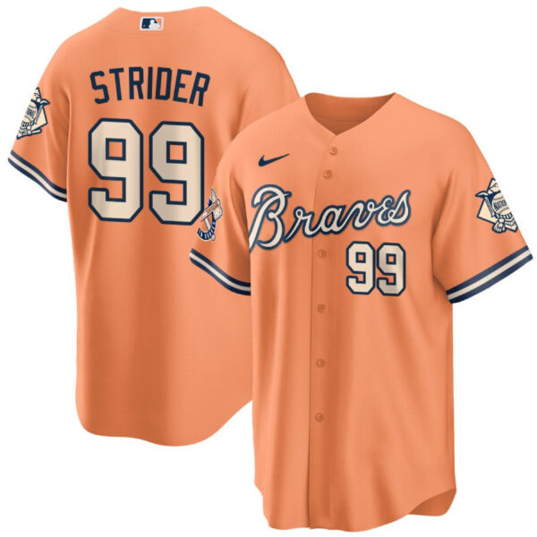 Men's Atlanta Braves Peaches n' Cream Jersey - All Stitched - Image 6