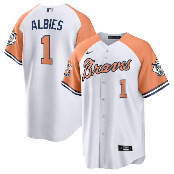 Men's Atlanta Braves Peaches n' Cream Jersey - All Stitched - Image 17