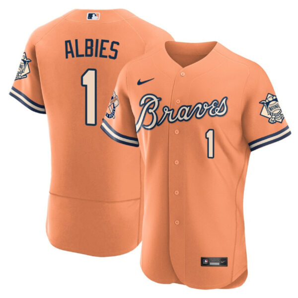 Men's Atlanta Braves Peaches n' Cream Jersey - All Stitched - Image 35