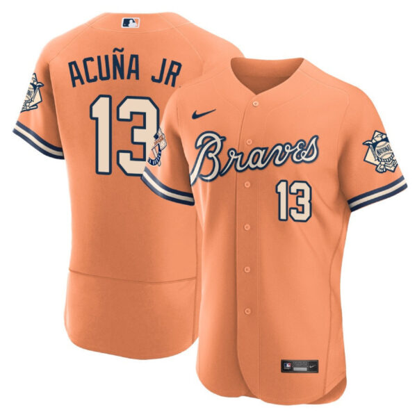 Men's Atlanta Braves Peaches n' Cream Jersey - All Stitched - Image 28