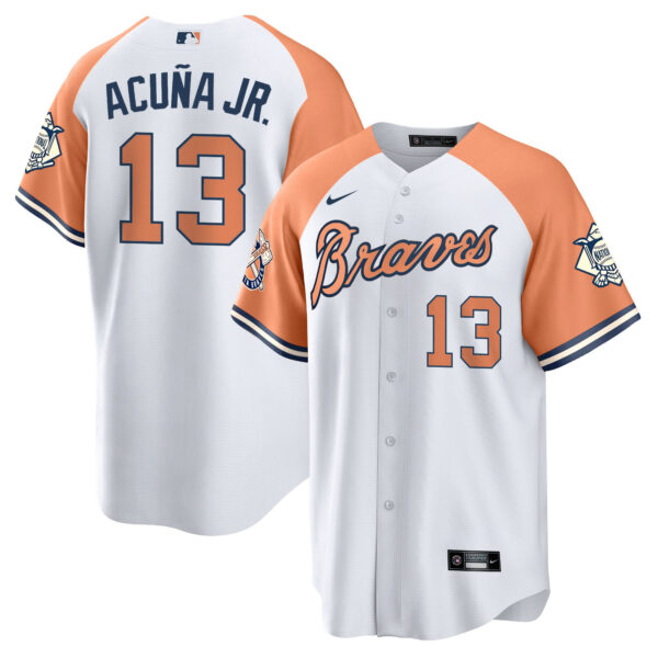Men's Atlanta Braves Peaches n' Cream Jersey - All Stitched - Image 10
