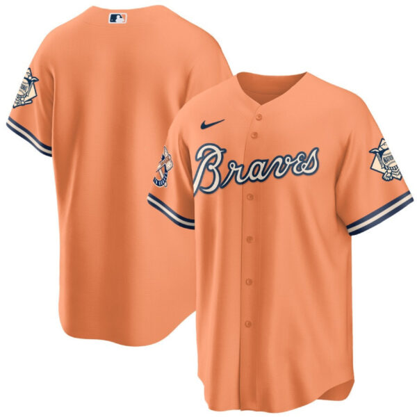 Men's Atlanta Braves Peaches n' Cream Jersey - All Stitched - Image 9