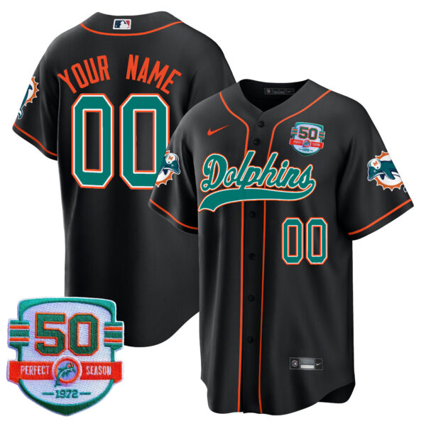 Dolphins Throwback Baseball Custom Jersey - All Stitched - Image 4