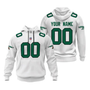Philadelphia Eagles Kelly White Custom Hoodie - All Stitched