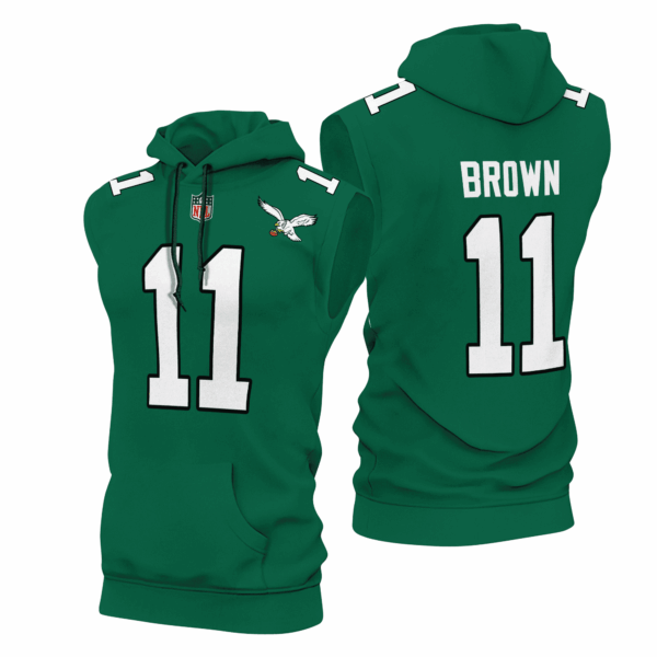A.J. Brown Philadelphia Eagles Kelly Green Sleeveless Hoodie - All Stitched