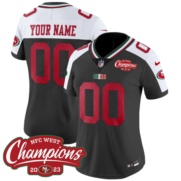 49ers Mexico 2023 NFC West Champions Patch Vapor Custom Jersey - All Stitched - Image 9