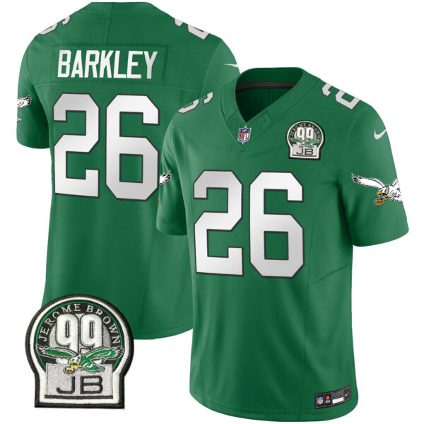 Men's Eagles Jerome Brown Patch Kelly Green Alternate Jersey - All Stitched - Image 31