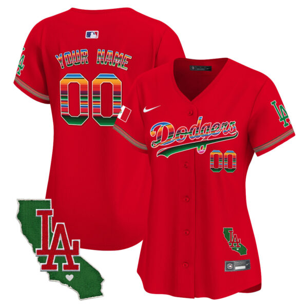 Dodgers Mexico California Patch Vapor Premier Limited Custom Jersey V2 - All Stitched - Image 12