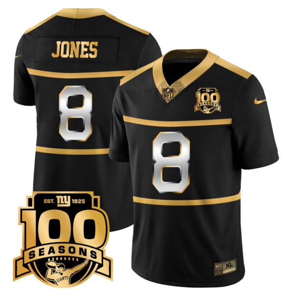 Men's New York Giants 'Century Red' 100th Season Commemorative Gold Vapor Jersey - All Stitched - Image 2