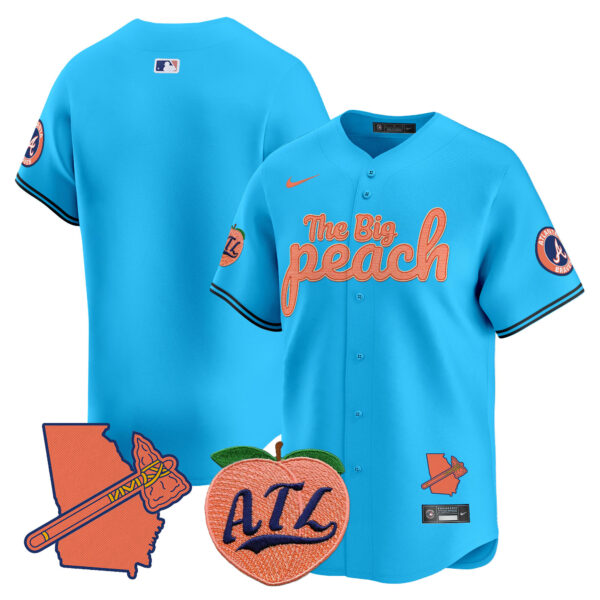 Men's Atlanta Braves The Big Peach Vapor Premier Limited Jersey - All Stitched - Image 50