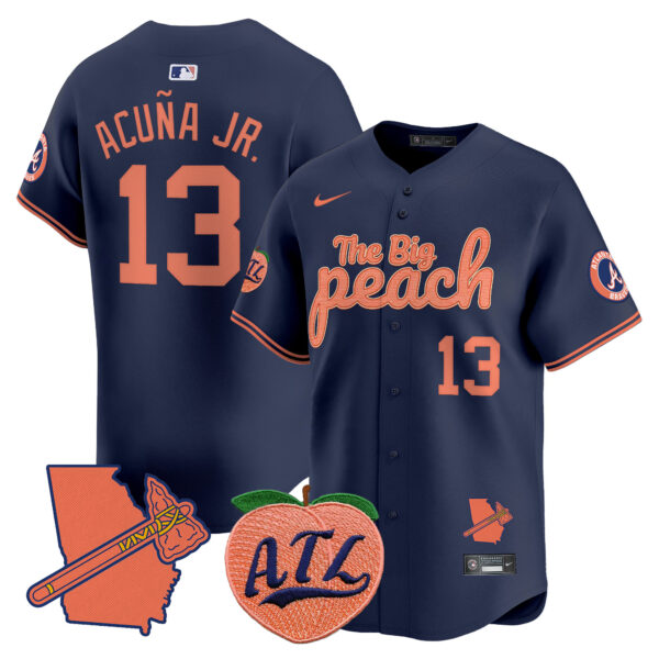 Men's Atlanta Braves The Big Peach Vapor Premier Limited Jersey - All Stitched - Image 31