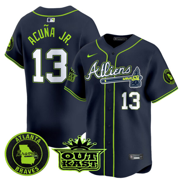 Men's Atlanta Braves Atliens Vapor Premier Limited Jersey V4 - All Stitched - Image 34