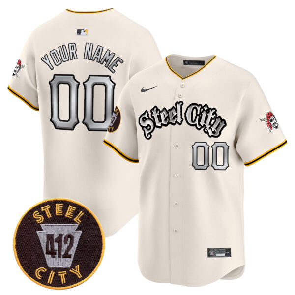 Pittsburgh Pirates 412 Patch Vapor Premier Limited Custom Jersey V2 - All Stitched - Image 3