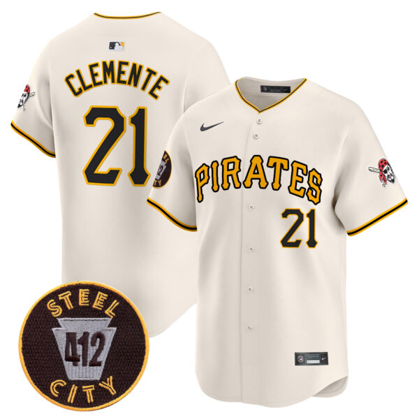 Men's Pittsburgh Pirates 412 Patch Vapor Premier Limited Jersey V3 - All Stitched - Image 17