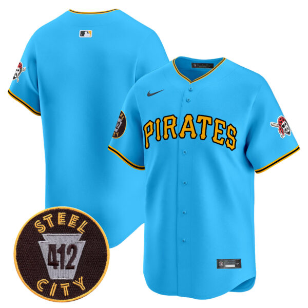 Men's Pittsburgh Pirates 412 Patch Vapor Premier Limited Jersey V3 - All Stitched - Image 30