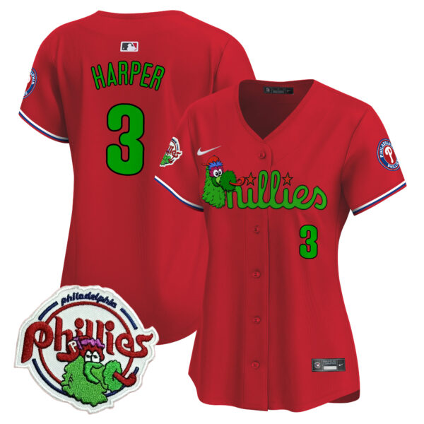 Women's Phillies Phanatic Patch Vapor Premier Limited Jersey V3- All Stitched - Image 37
