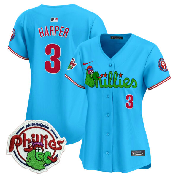 Women's Phillies Phanatic Patch Vapor Premier Limited Jersey V3- All Stitched - Image 46