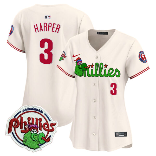 Women's Phillies Phanatic Patch Vapor Premier Limited Jersey V3- All Stitched - Image 19