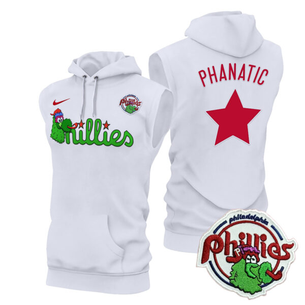 Men's Phillies Phanatic Patch Sleeveless Hoodie V2 - All Stitched - Image 7