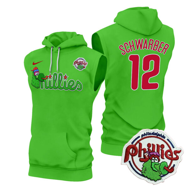 Men's Phillies Phanatic Patch Sleeveless Hoodie V2 - All Stitched - Image 15