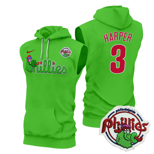 Men's Phillies Phanatic Patch Sleeveless Hoodie V2 - All Stitched - Image 11