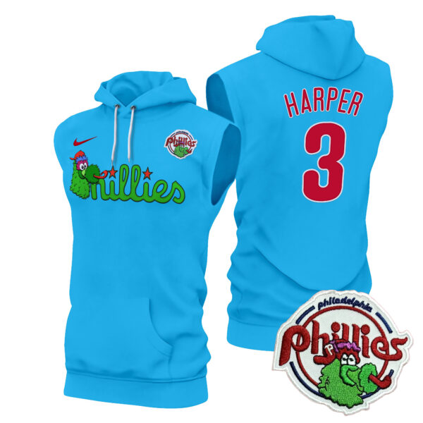 Men's Phillies Phanatic Patch Sleeveless Hoodie V2 - All Stitched - Image 38