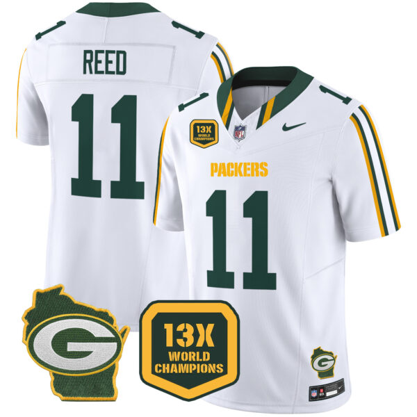 Men's Packers 13 Time World Champions & Home Patch Vapor Limited Jersey – All Stitched - Image 25