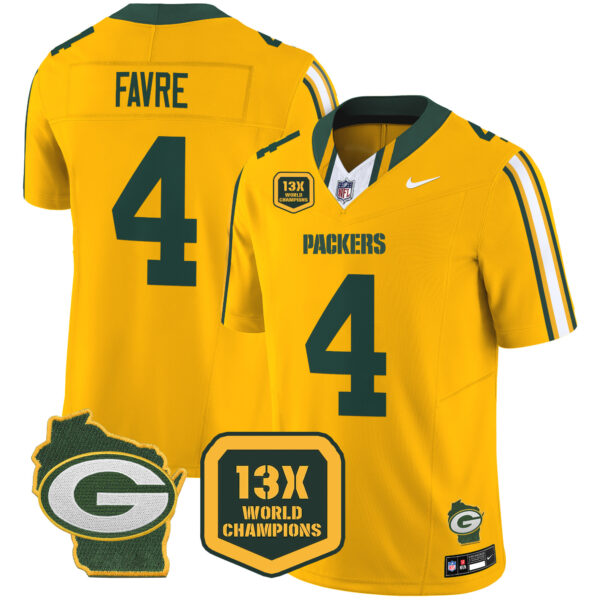 Men's Packers 13 Time World Champions & Home Patch Vapor Limited Jersey – All Stitched - Image 41