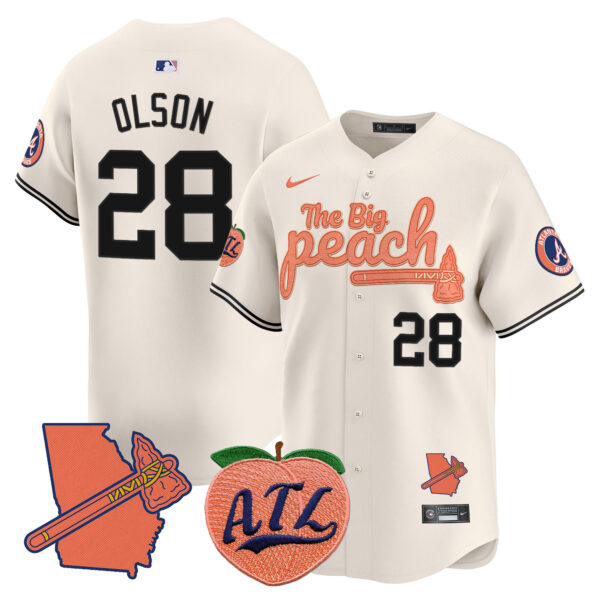 Men's Atlanta Braves The Big Peach Vapor Premier Limited Jersey V2 - All Stitched - Image 6