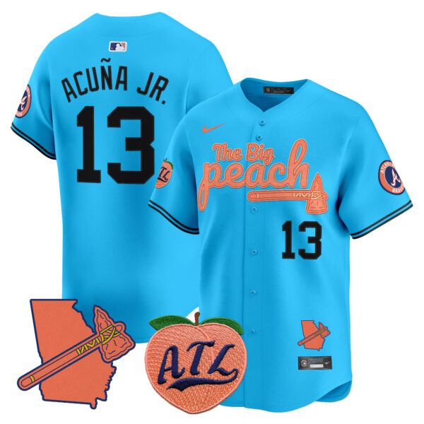 Men's Atlanta Braves The Big Peach Vapor Premier Limited Jersey V2 - All Stitched - Image 41