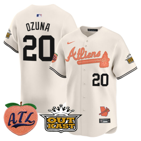 Men's Atlanta Braves Atliens & Peach Vapor Premier Limited Jersey - All Stitched - Image 17