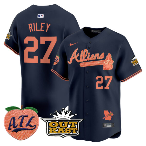 Men's Atlanta Braves Atliens & Peach Vapor Premier Limited Jersey - All Stitched - Image 22