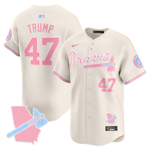 Unisex Atlanta Braves Bubblegum Pink Vapor Premier Limited Jersey - All Stitched - Image 32
