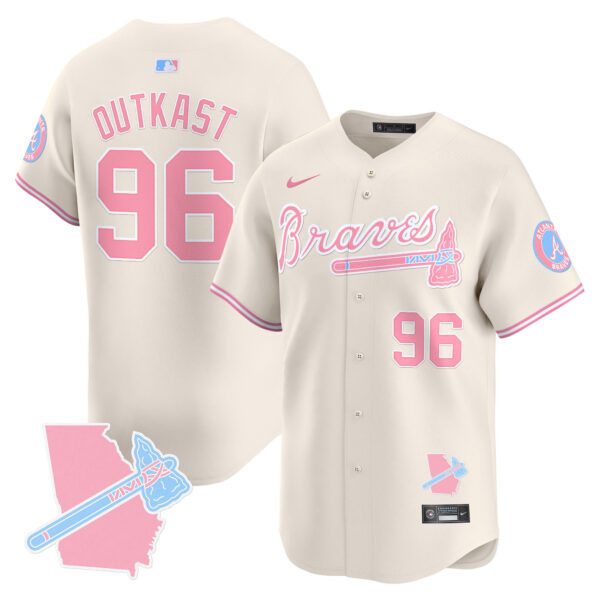 Unisex Atlanta Braves Bubblegum Pink Vapor Premier Limited Jersey - All Stitched - Image 25