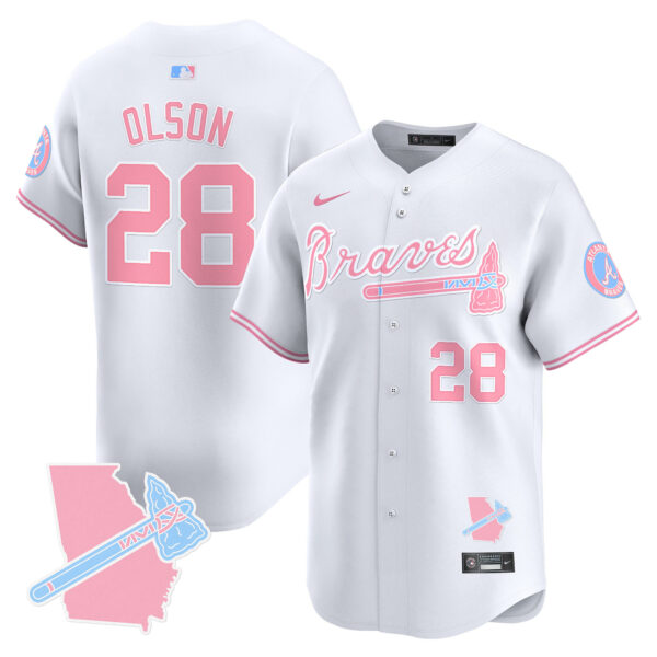 Unisex Atlanta Braves Bubblegum Pink Vapor Premier Limited Jersey - All Stitched - Image 17