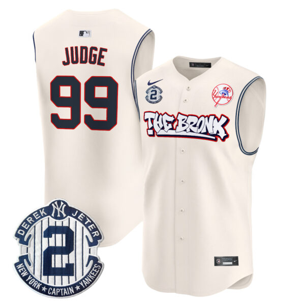 Men's Yankees The Bronx Graffiti Vapor Premier Sleeveless Jersey - All Stitched