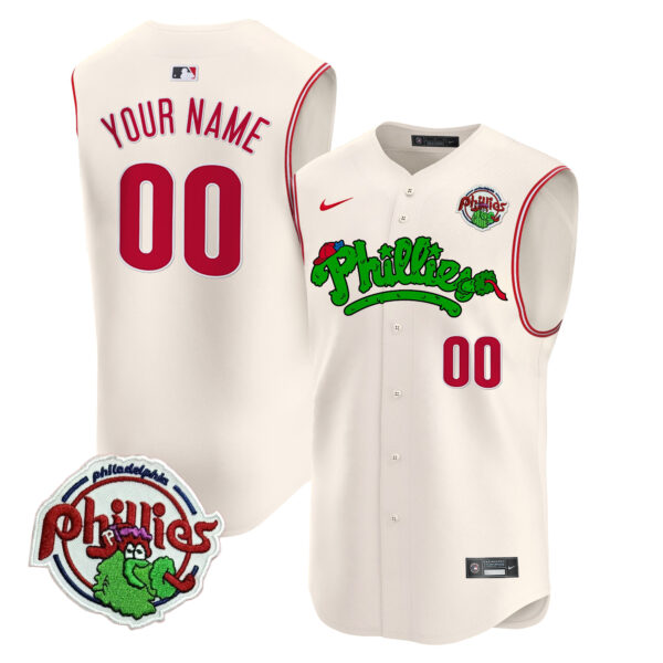 Phillies Phanatic Vapor Premier Sleeveless Custom Jersey - All Stitched - Image 3