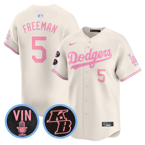 Unisex Dodgers Vin & Kobe Patch Bubblegum Pink Vapor Premier Limited Jersey - All Stitched - Image 20
